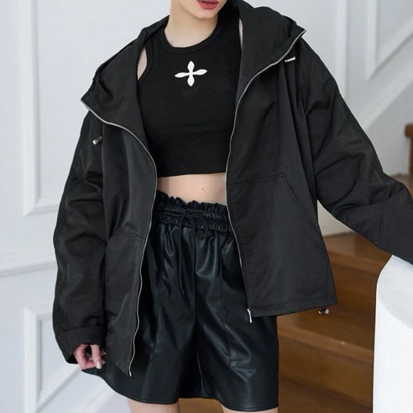 SHEIN Solid Zip Up Hooded Kangaroo Pocket Jacket - Picture 2 of 3